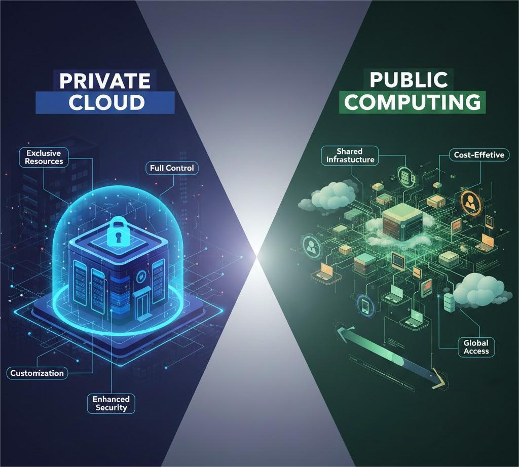 Private Cloud vs Public Cloud Computing